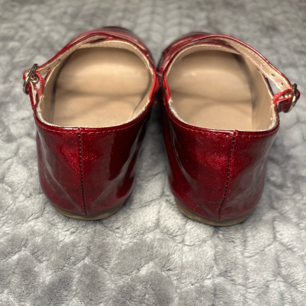 The Children's Place Red Glitter Crisscross Strap Dress Shoes sz 11 - Picture 3 of 7
